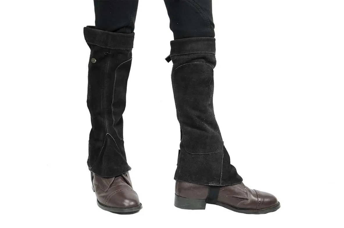 Derby Originals Suede Leather Half Chaps with Velcro Closure for Horseback Riding or Motorcycle Use