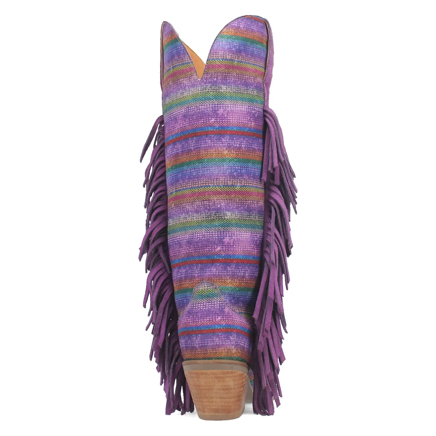 Dingo Womens Hot Tamale Purple Multi Textile Fringe Cowboy Boots