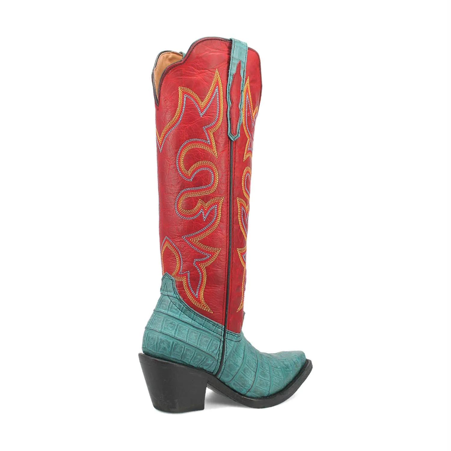 Dingo Womens Matilda Turquoise/Red Leather Cowboy Boots