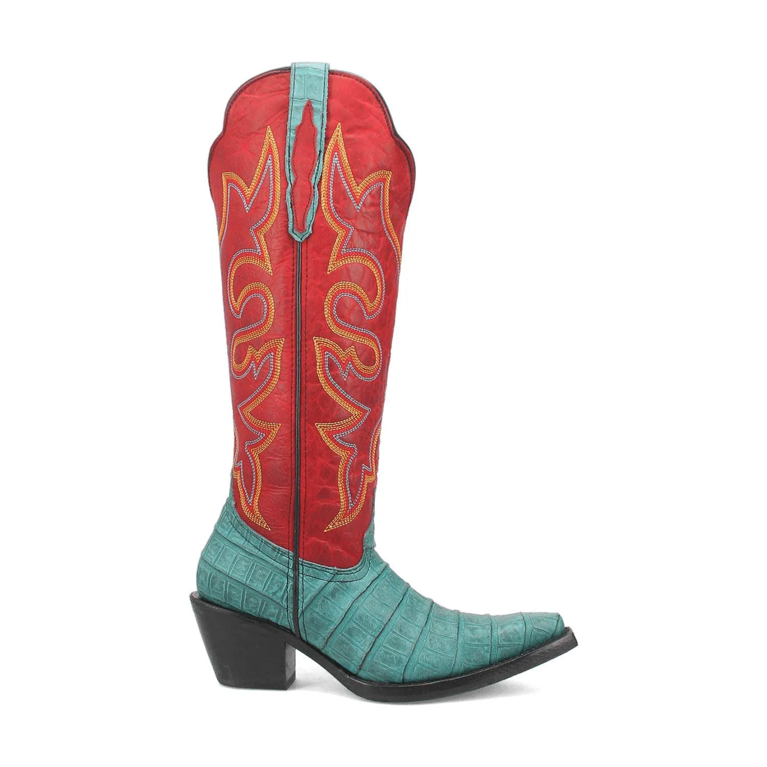 Dingo Womens Matilda Turquoise/Red Leather Cowboy Boots