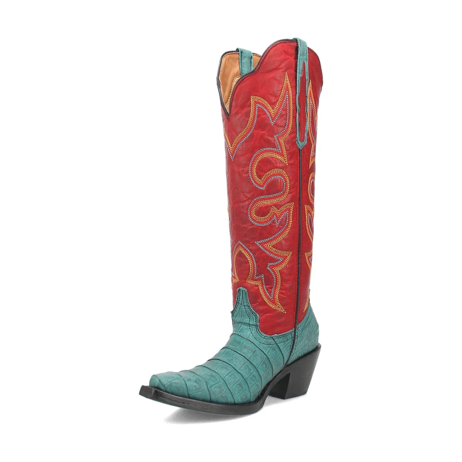 Dingo Womens Matilda Turquoise/Red Leather Cowboy Boots