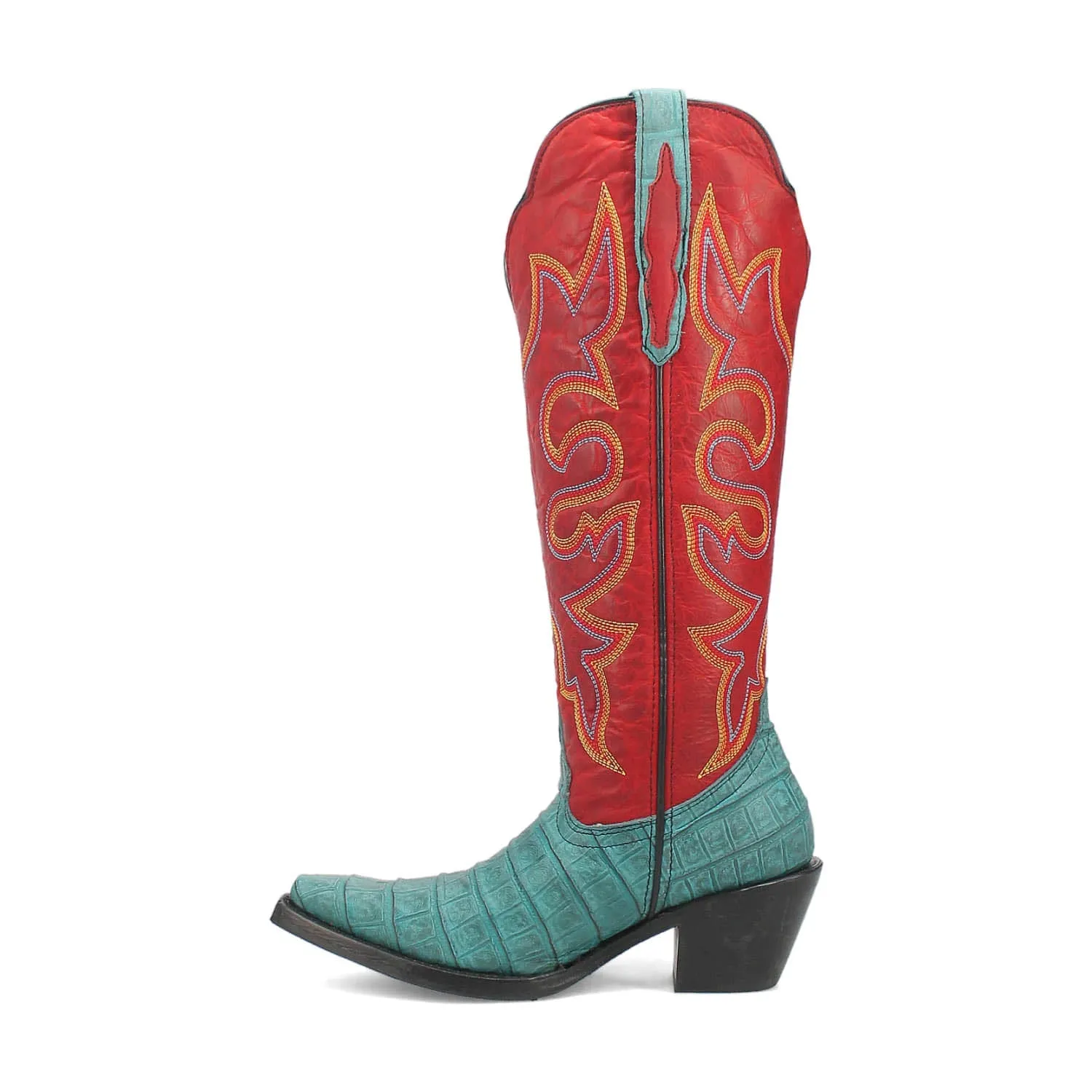 Dingo Womens Matilda Turquoise/Red Leather Cowboy Boots