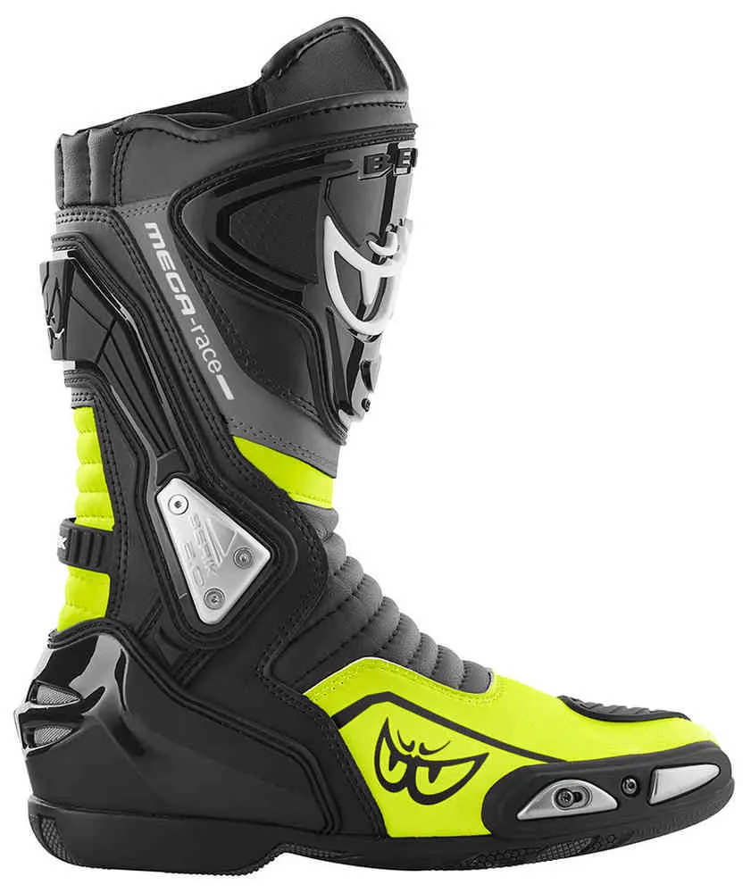 Donington Berik Motorcycle Boots, Black/Fluorescent Yellow