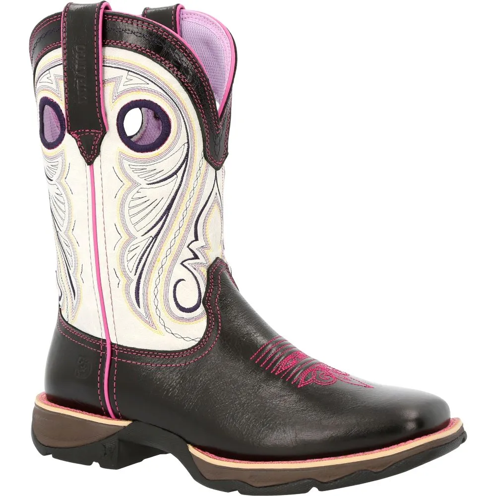 'Durango' Women's 10" Lady Rebel Western Square Toe - Raven Black / White