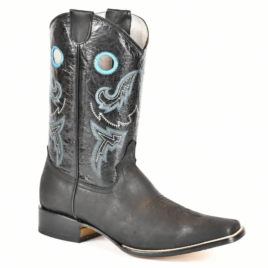 El Norteno Family Black Leather, Leather Sole Rodeo Cowboy Boot-221