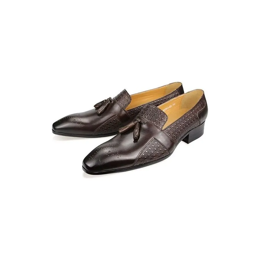 ElegantGent Leather Brogue Oxford Wedding Loafers