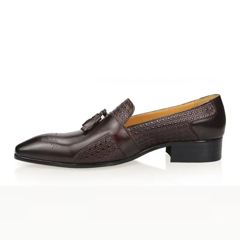 ElegantGent Leather Brogue Oxford Wedding Loafers