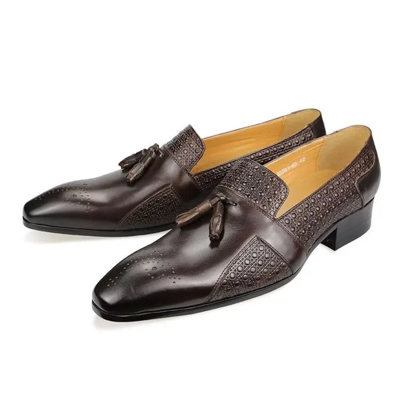 ElegantGent Leather Brogue Oxford Wedding Loafers