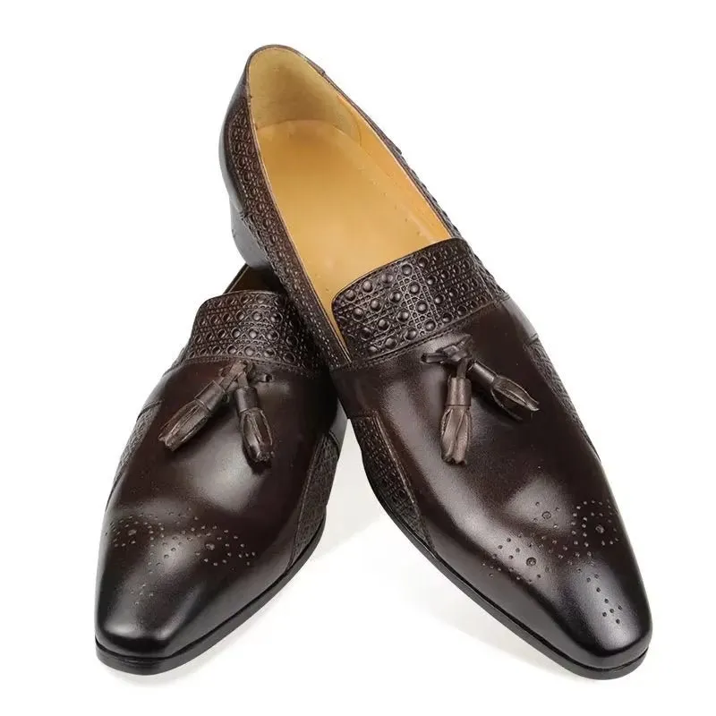 ElegantGent Leather Brogue Oxford Wedding Loafers