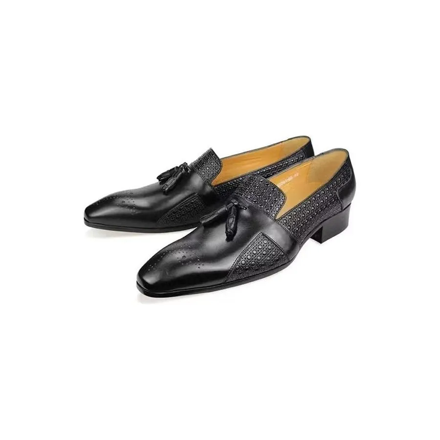 ElegantGent Leather Brogue Oxford Wedding Loafers