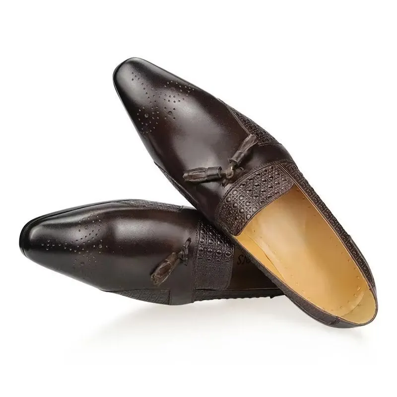 ElegantGent Leather Brogue Oxford Wedding Loafers