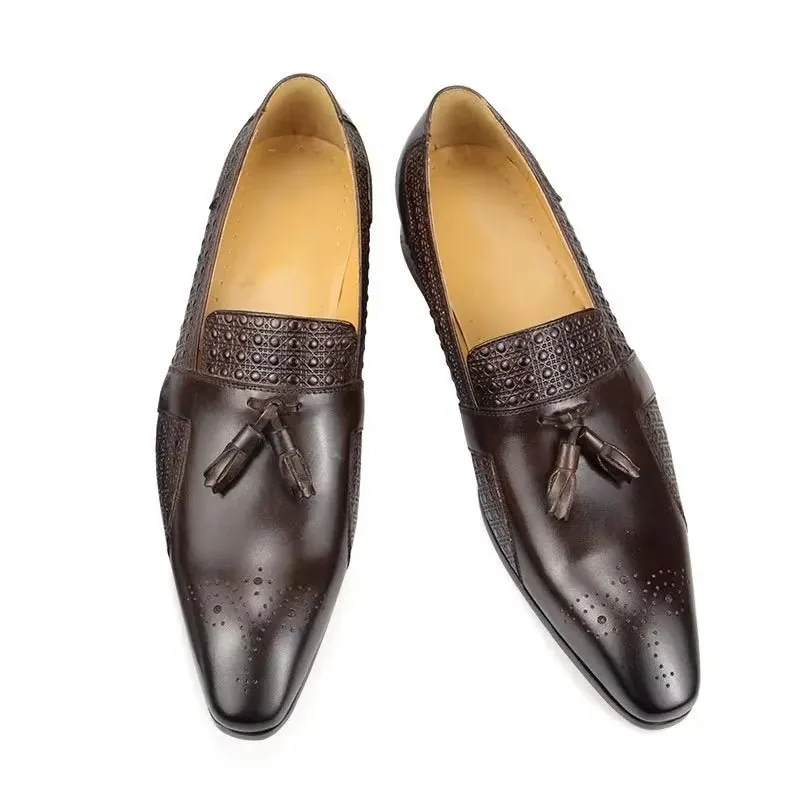 ElegantGent Leather Brogue Oxford Wedding Loafers