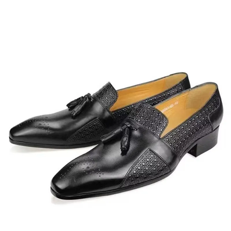 ElegantGent Leather Brogue Oxford Wedding Loafers