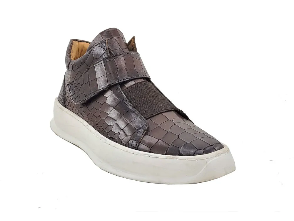 Embossed Mid-top Leather Sneaker