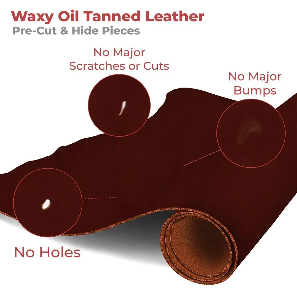 European Leather Work Oil Tanned Waxy Finish Leather 5-6 oz (2-2.4mm)  40" Length Full Grain Cowhide Handmade Leather for DIY, Crafts, Sheaths