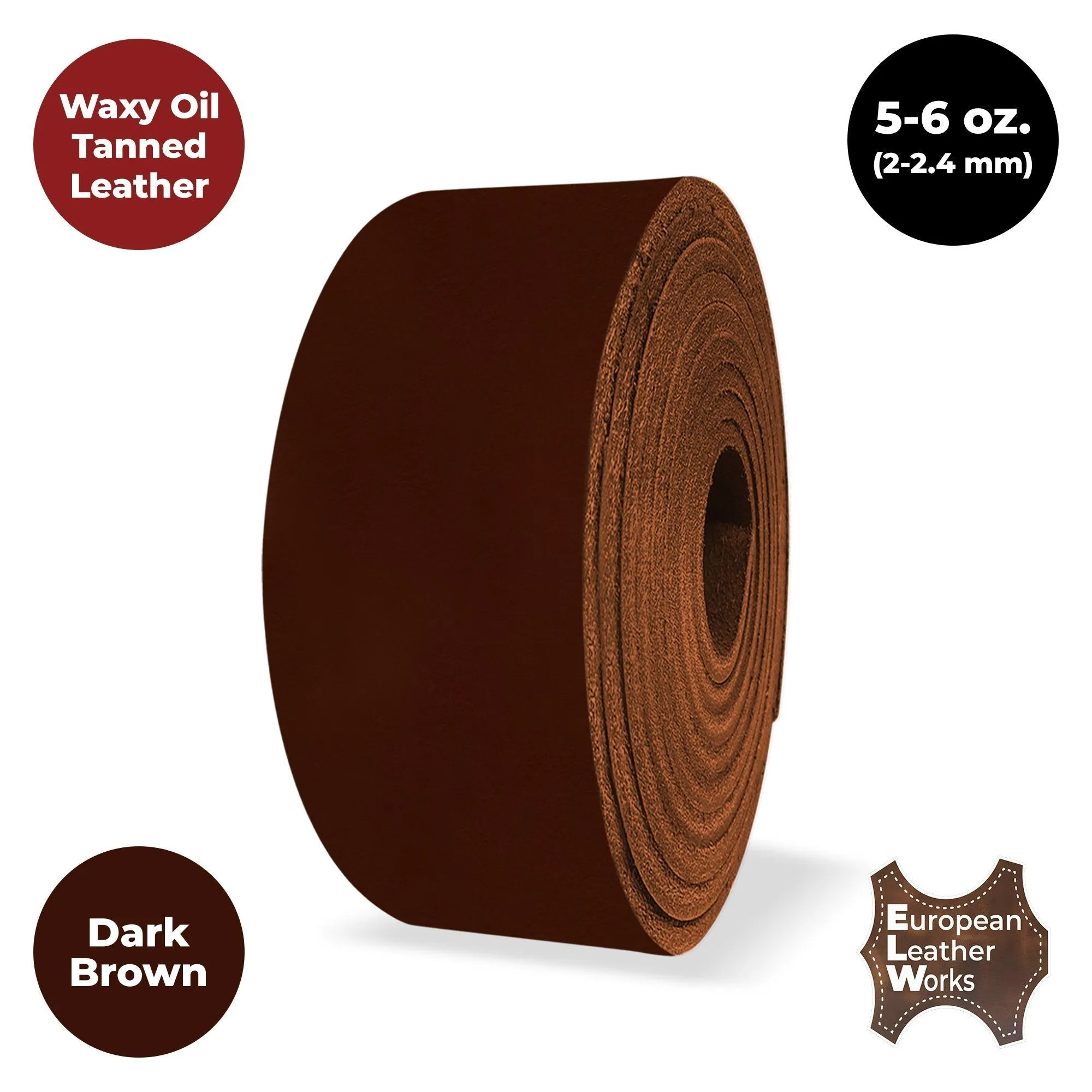 European Leather Work Oil Tanned Waxy Finish Leather 5-6 oz (2-2.4mm)  40" Length Full Grain Cowhide Handmade Leather for DIY, Crafts, Sheaths