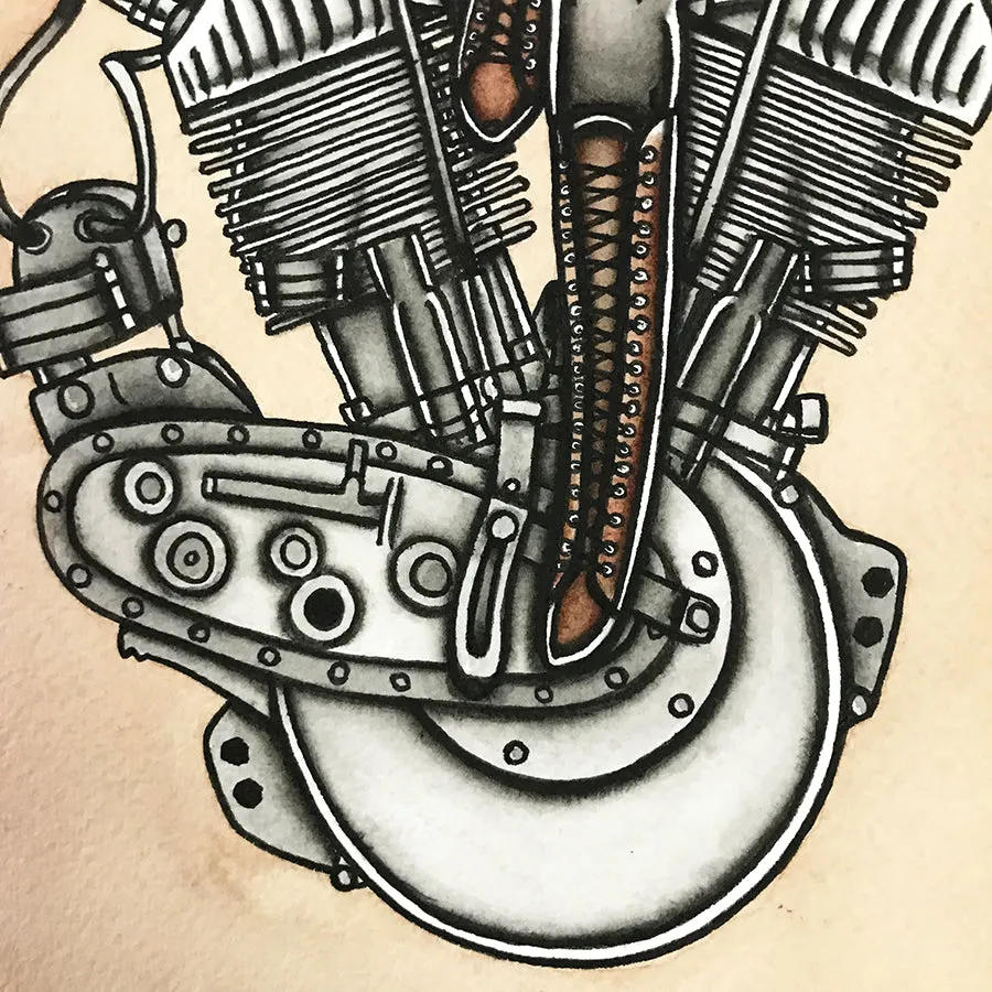 F-Head Engine Pinup Original Painting