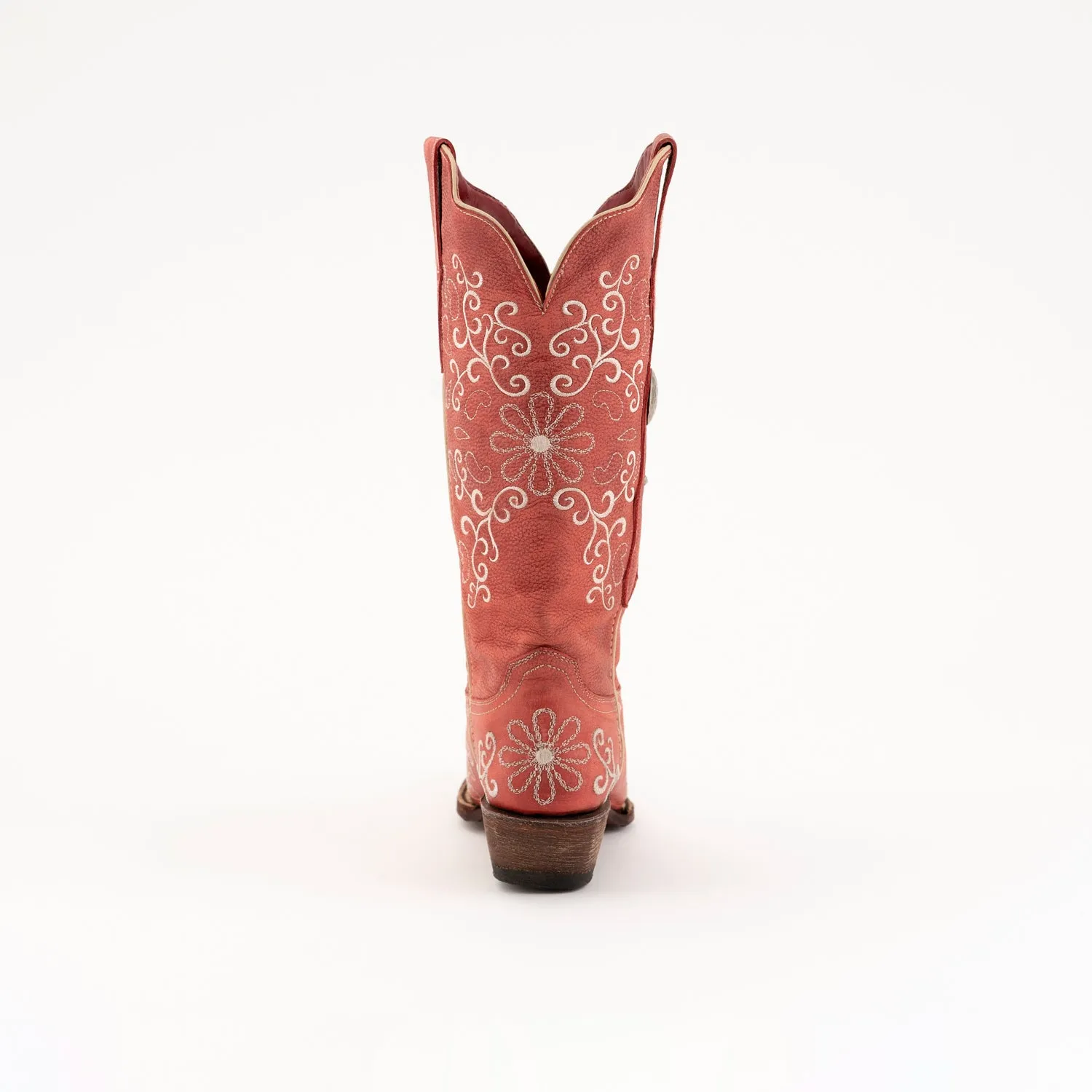 Ferrini Womens Red Leather Bella V-Toe Concho Cowboy Boots