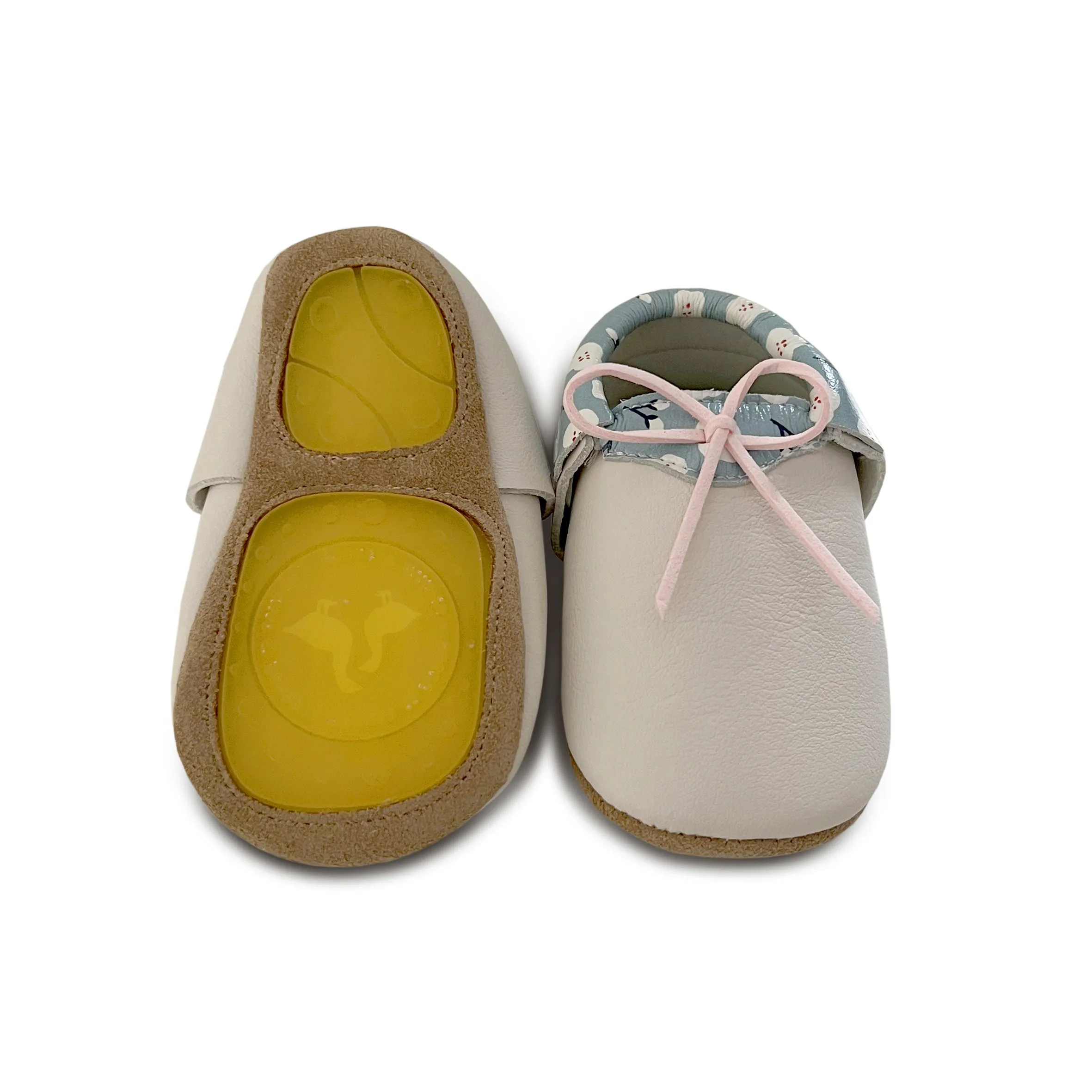 Floral Print Kids Leather Moccasins