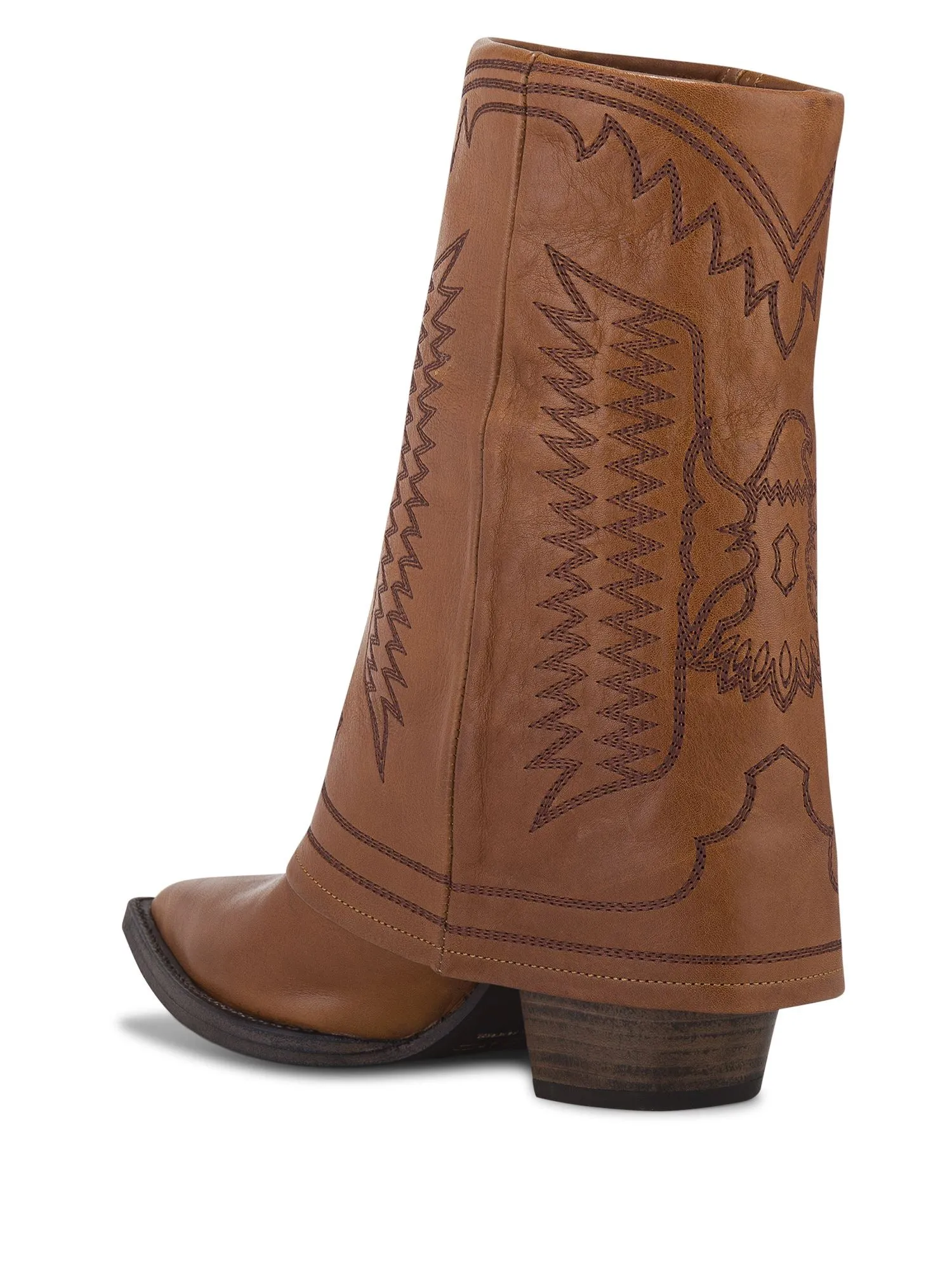 Folded Cowboy Low Boots With Embroideries