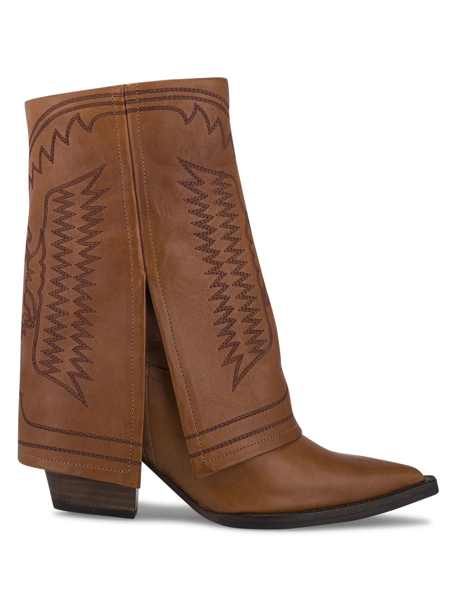 Folded Cowboy Low Boots With Embroideries