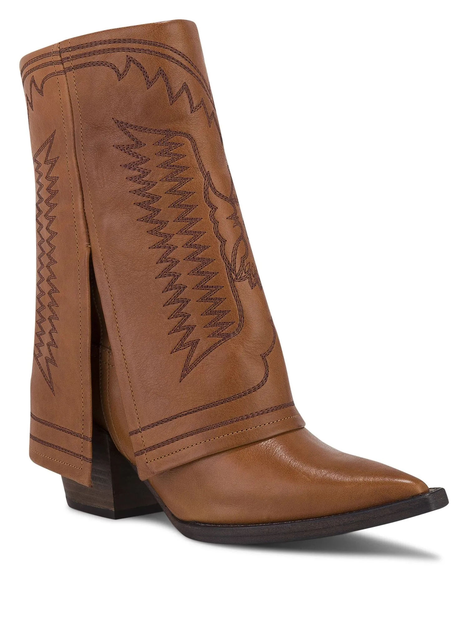 Folded Cowboy Low Boots With Embroideries