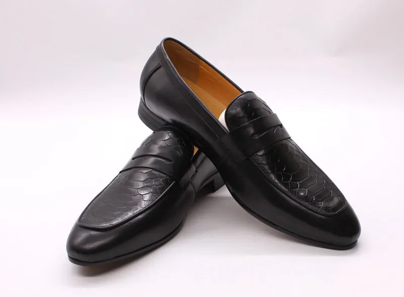 Formal italian men dress adult shoes genuine leather loafer flats