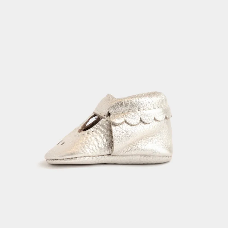 Freshly Picked Newborn Platinum Mary Jane Soft Sole Moccasins