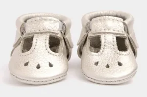 Freshly Picked Newborn Platinum Mary Jane Soft Sole Moccasins