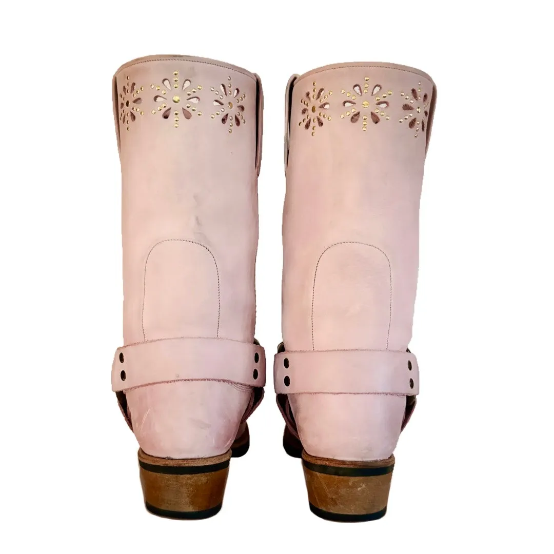 FRYE Vintage Pink Harness 12R Biker Motorcycle Boots