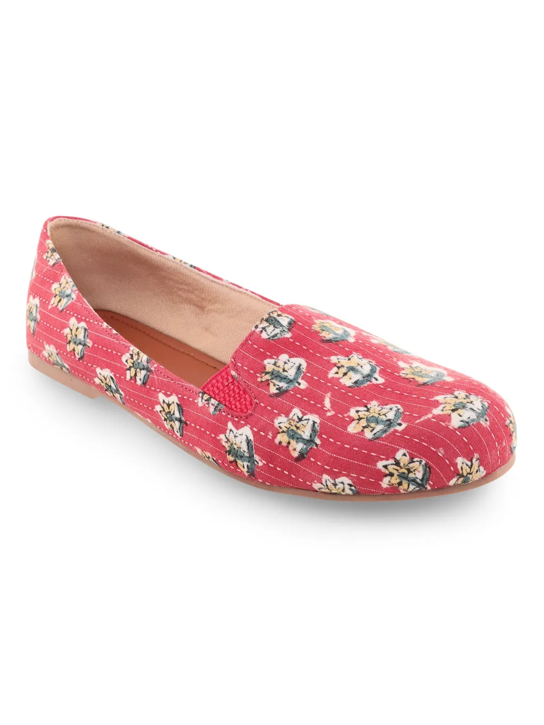 Fuchsia Pink Block Print Moccasins