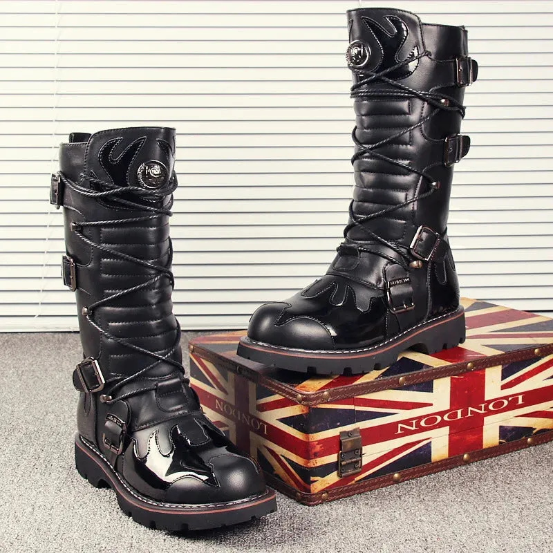 Funki Buys | Boots | Men's Knee-High Combat Motorcycle Boots