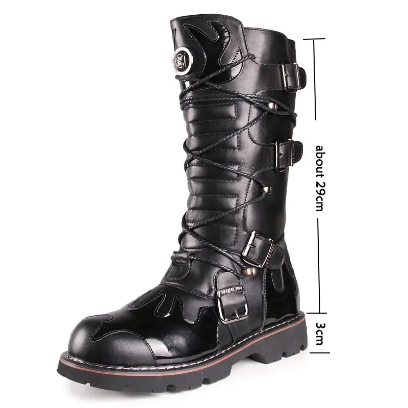 Funki Buys | Boots | Men's Knee-High Combat Motorcycle Boots