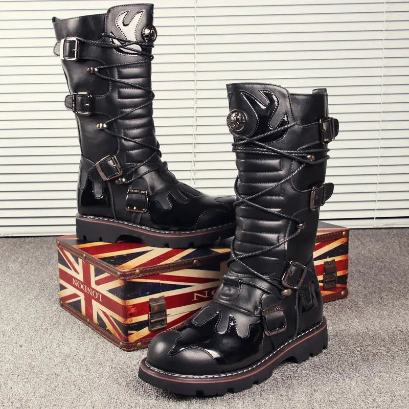 Funki Buys | Boots | Men's Knee-High Combat Motorcycle Boots