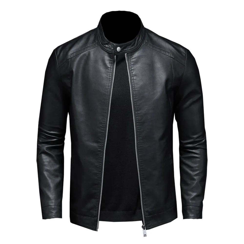 Funki Buys | Jackets | Men's Faux Leather Biker Jacket | Slim Fit