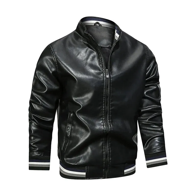 Funki Buys | Jackets | Men's Faux Leather Stand Bomber Jacket