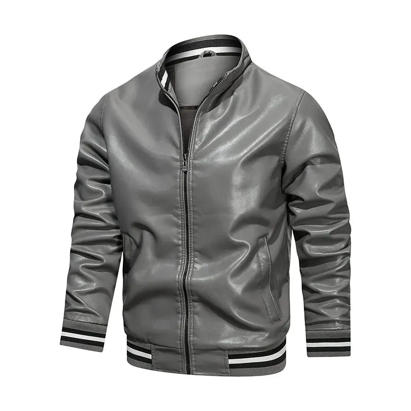 Funki Buys | Jackets | Men's Faux Leather Stand Bomber Jacket