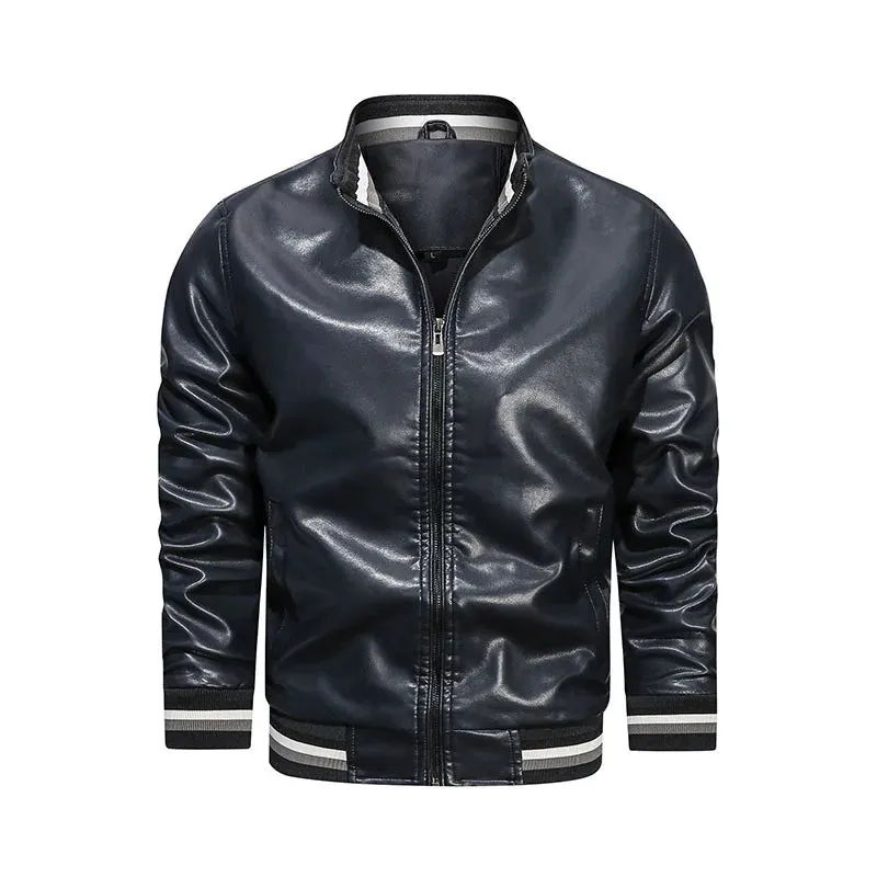 Funki Buys | Jackets | Men's Faux Leather Stand Bomber Jacket