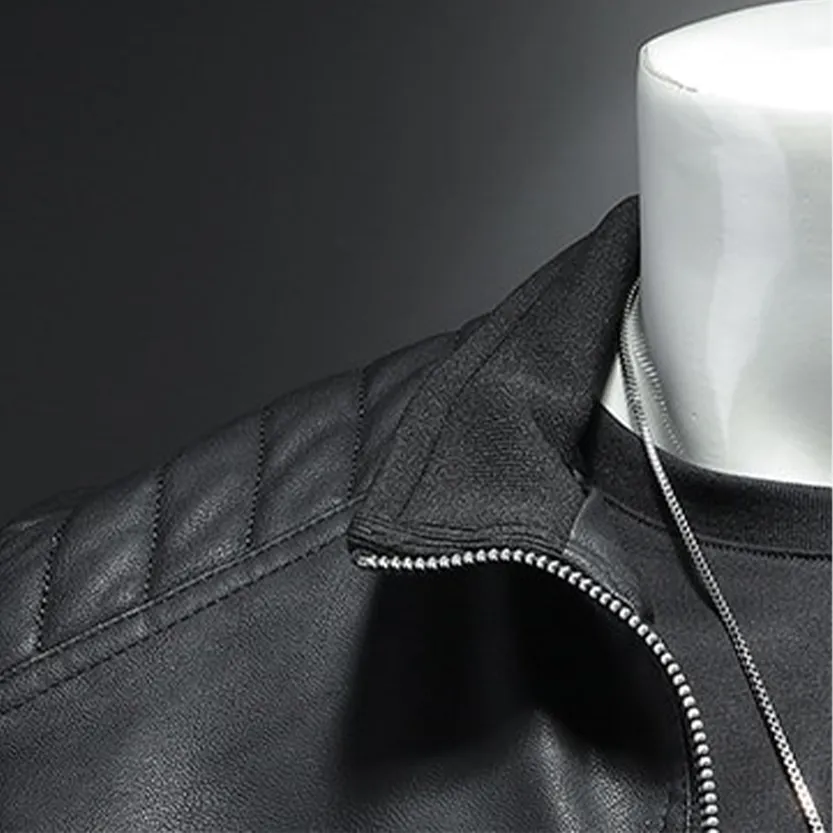 Funki Buys | Jackets | Men's Faux Leather Zip Up Dress Jacket