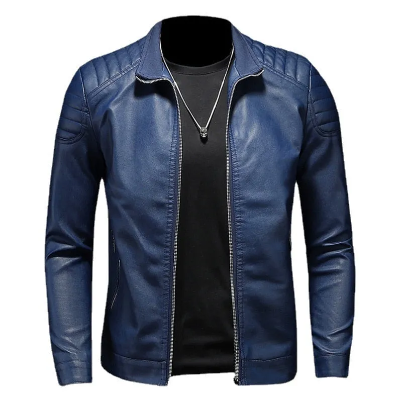 Funki Buys | Jackets | Men's Faux Leather Zip Up Dress Jacket