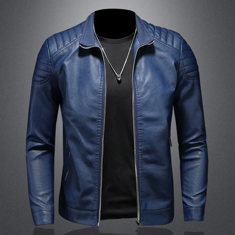 Funki Buys | Jackets | Men's Faux Leather Zip Up Dress Jacket