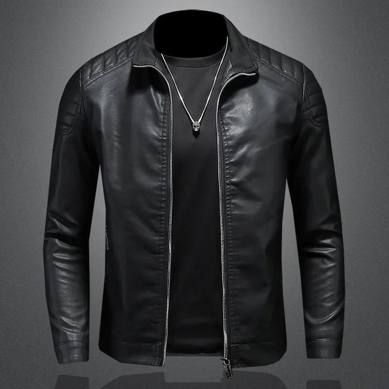 Funki Buys | Jackets | Men's Faux Leather Zip Up Dress Jacket