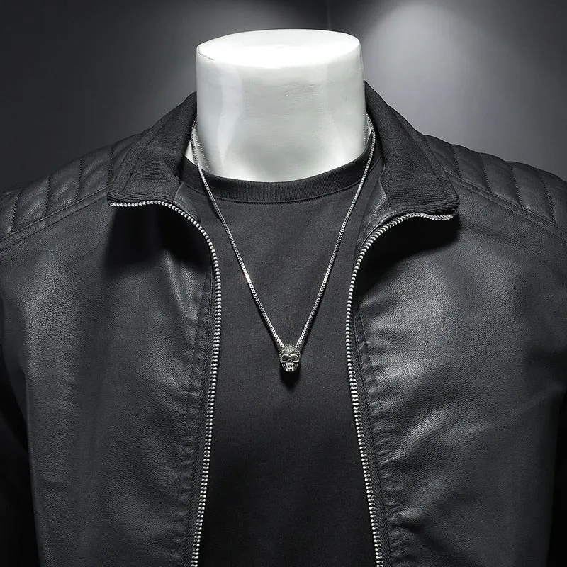 Funki Buys | Jackets | Men's Faux Leather Zip Up Dress Jacket