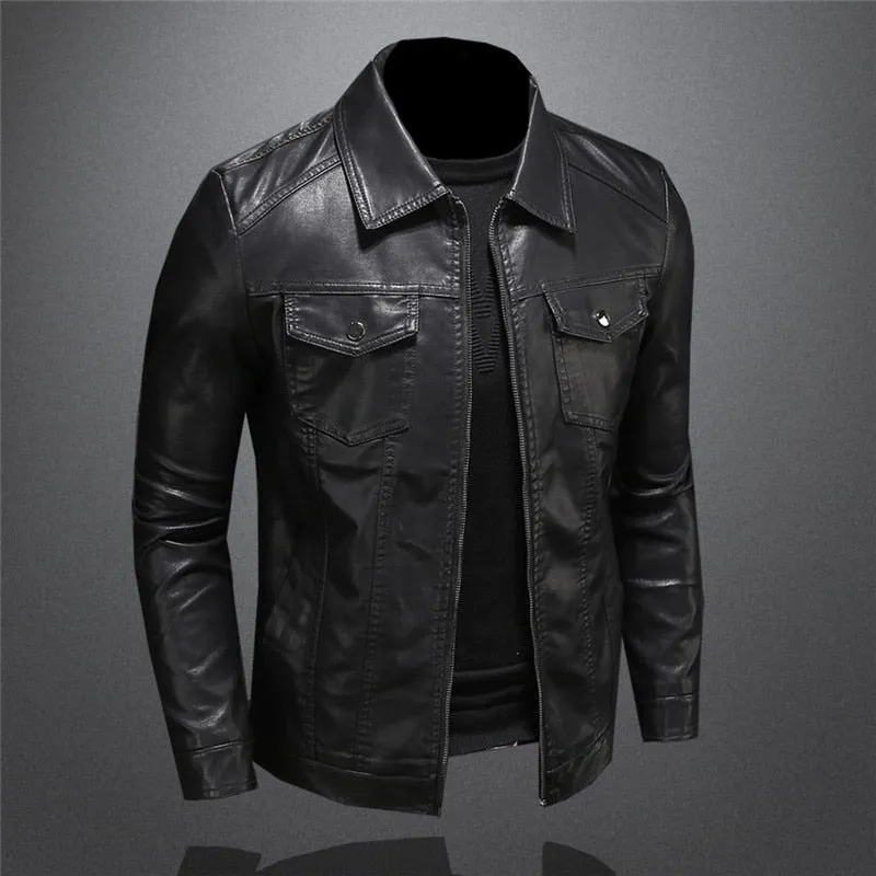 Funki Buys | Jackets | Men's Slim Fit Faux Leather Jacket