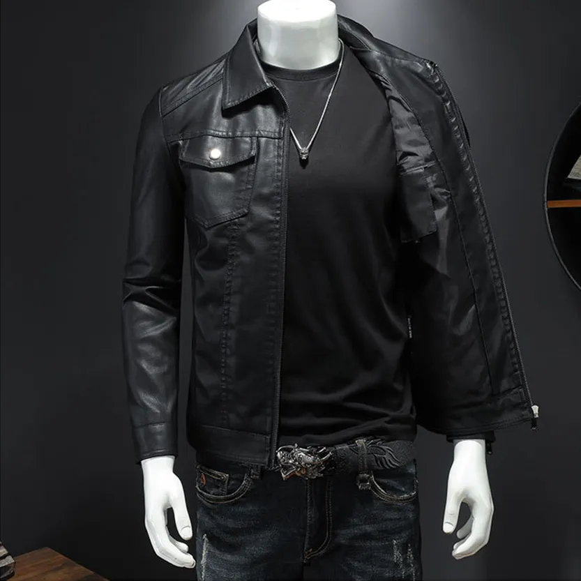 Funki Buys | Jackets | Men's Slim Fit Faux Leather Jacket