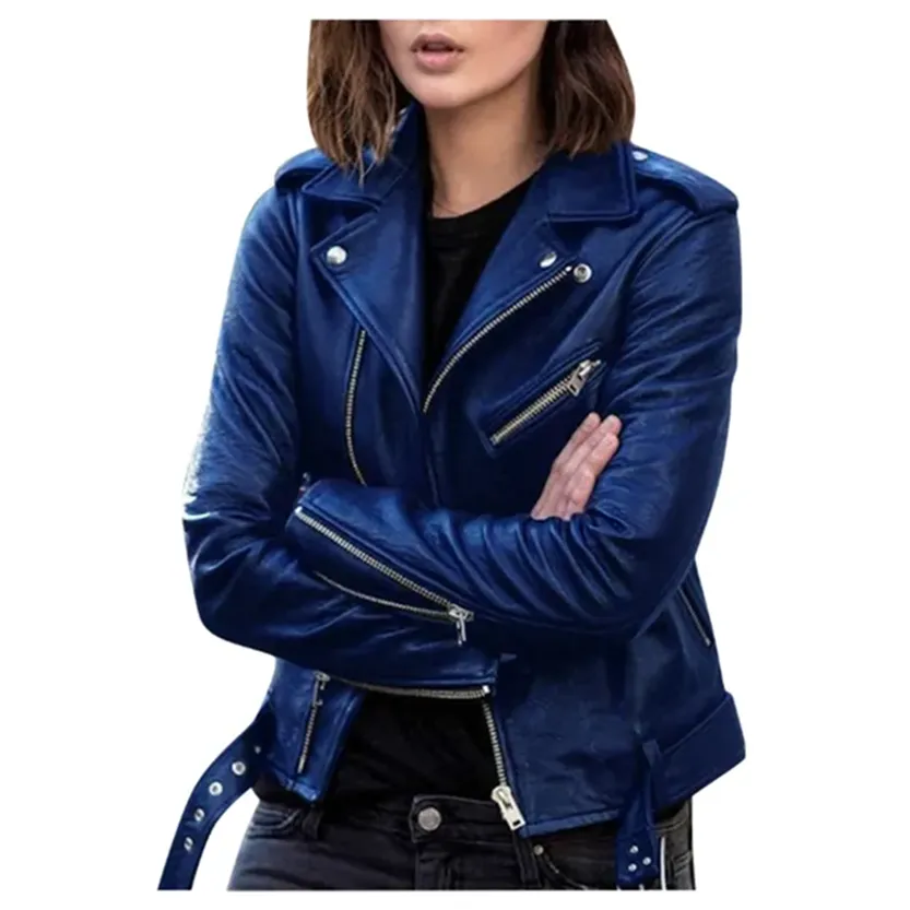 Funki Buys | Jackets | Women's Classic Faux Leather Zip Jacket