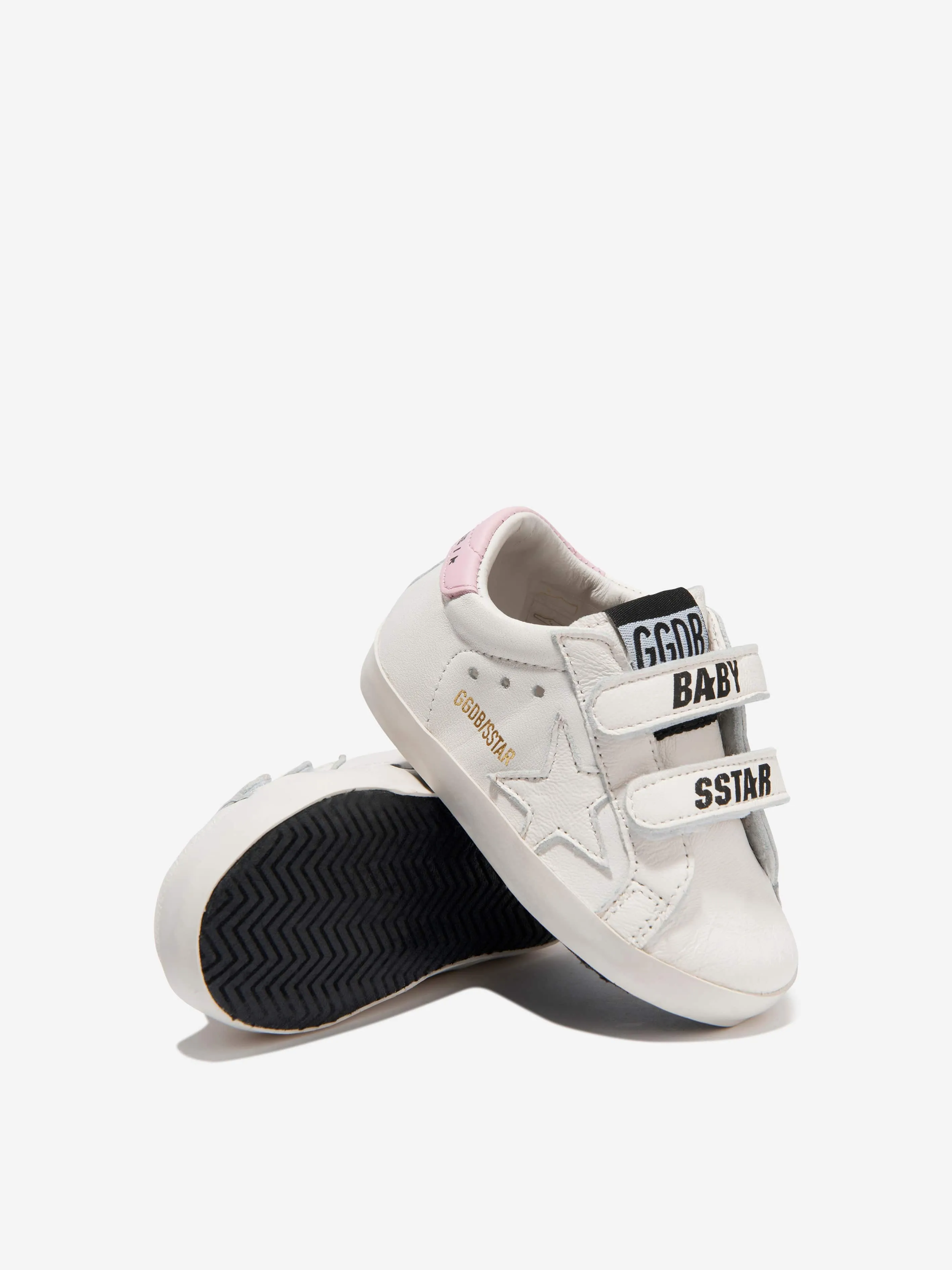 Golden Goose Baby Girls Leather Stripes And Star Trainers in White