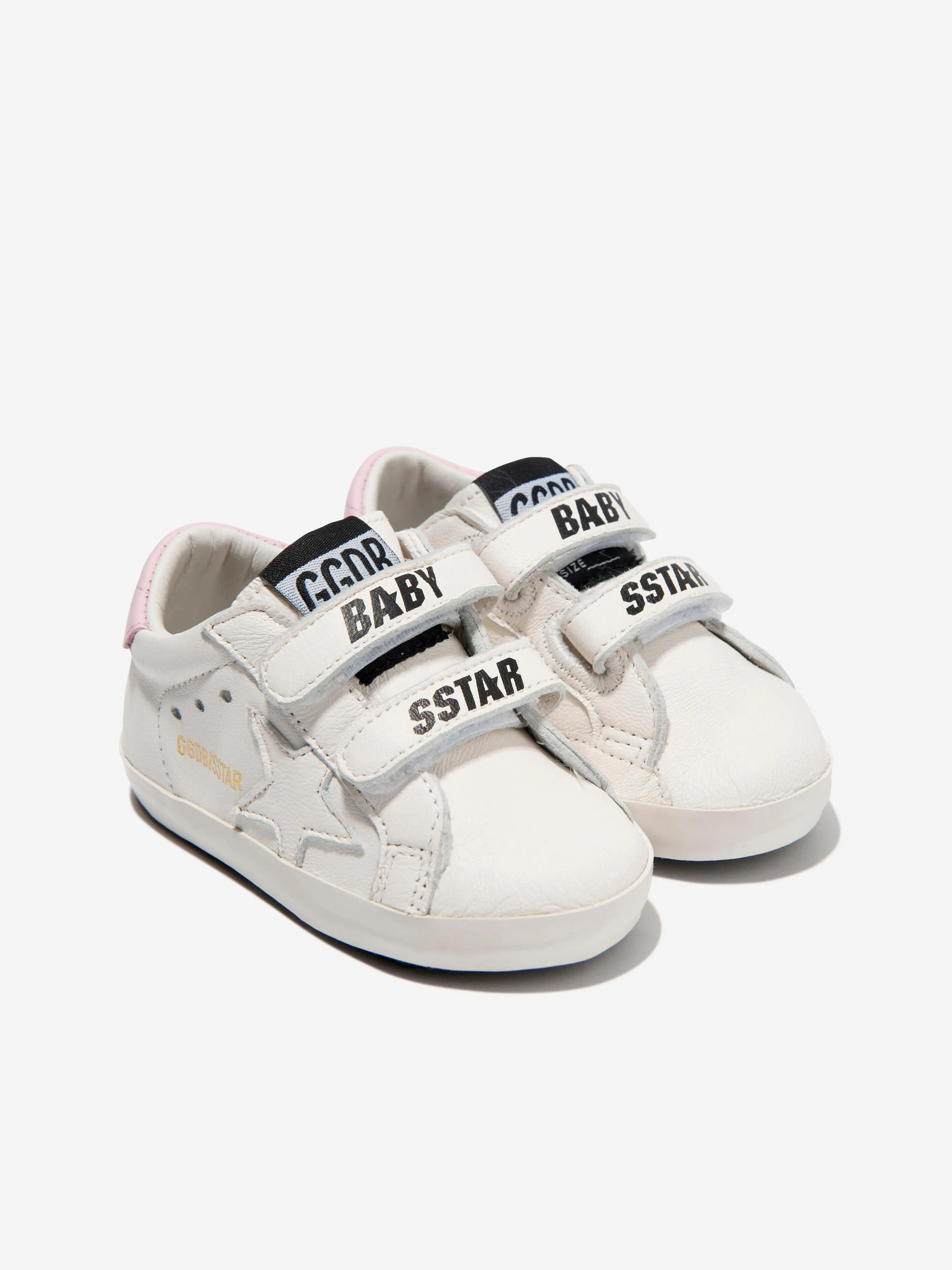 Golden Goose Baby Girls Leather Stripes And Star Trainers in White