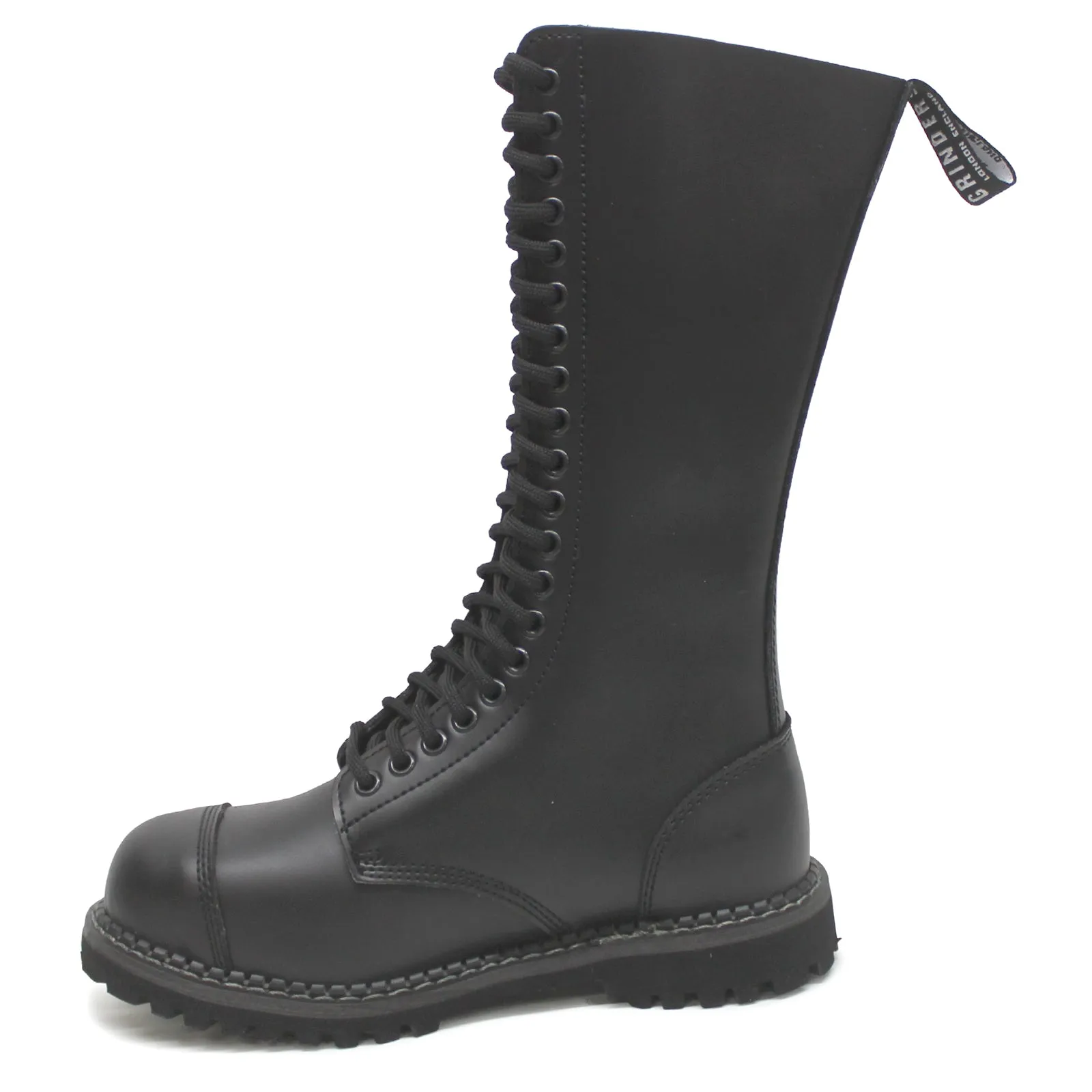 Grinders Unisex King CS Derby Leather Black Boots - UK 5