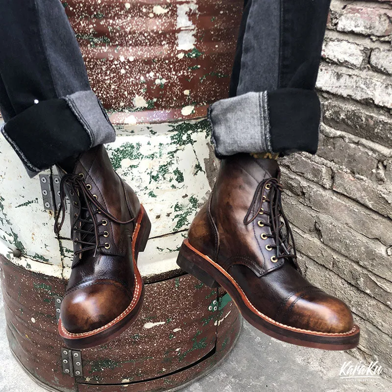 Handcrafted Genuine Leather Biker Boots